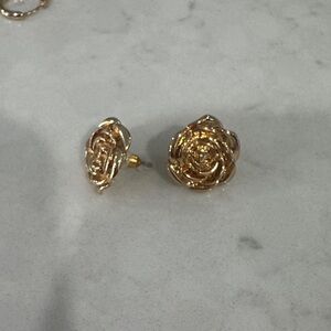 Francesca's Collections Gold Rose Earrings